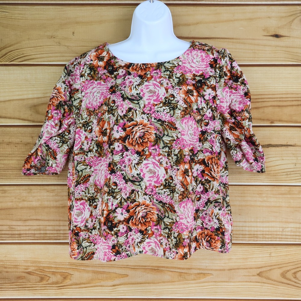 Ophelia Roe Blouse Shirt Womens Size M Multicolor Floral Polyester Blend‎